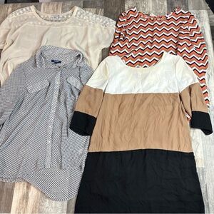 Women’s Large Tops, Button Down, Stripes, Lightweight, Spring, Fall